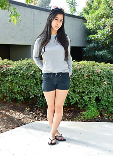  sex pics Beautiful Asian teen Jade Kush reveals, shorts , close up  undressing